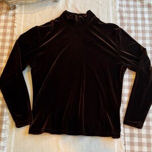 Chocolate brown Velvet Turtleneck Top